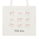 With Jean  White and Pink Tote Bag Photo 0