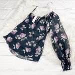 White House | Black Market WHBM Women's Floral One-Shoulder Floral Metallic Pull Over Blouse Size Small Photo 0