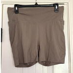 Calia Biker Shorts Womens Large Brown Pockets Exercise Gym Active Stretch Run Photo 0