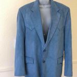 VTG Circle S Men Faux Suede Western Rockabilly Blazer Jacket Sports Coat Blue 44R Size L Photo 0