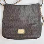 Michael Kors Crossbody Jet Set Large Brown Monogram Travel Logo Messenger Bag Photo 2
