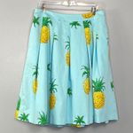 Talbots RSVP by  NEW Blue Pineapple Tropical Midi Flare Pleated Skirt Size 12 Photo 3