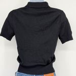 J.Crew Black Short Sleeve Polo Shirt Keyhole Button Knit Womens XS minimalist Photo 4