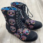 Iron fist  Sugar Hiccups Sequin Skull Combat Boots sz 5 Photo 2