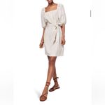 Faherty  Khai Poplin Dress in Birch size Small Belted Puff Sleeve Tie Waist $178 Photo 14