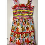 Celia B Nilsa Dress Floral Tiered Midi Size XL NWT Scalloped Details Tie Straps Pink Photo 5