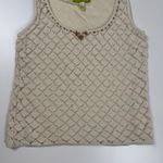 Sigrid Olsen Cream Knit Beaded Cami Tank Top Size Medium Y2K Boho Cottagecore Photo 5