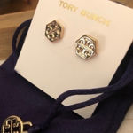 Tory Burch  Gold Logo Stud Earrings Classic Designer NWT Photo 0