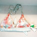 Splendid Swim Top Bellini Reversible Halter Bra Bikini Sz M NWT Stripes/ Tie Dye Photo 1