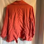 Chico's 100% Linen Ruched Coral Pink Open Cardigan Size Large Casual Lightweight Photo 2