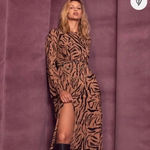 Lulus On the Prowl Tiger Long Sleeve Dress Size Small Photo 1