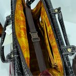 Samantha Brown Burgundy Brown Glazed Croc Embossed Travel Tote Bag Carry Photo 12