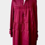 IRO Red Mandarin Collar Tiered Dress Photo 0