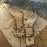 Cult Gaia  Gold Lace Up Heels Photo 3