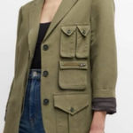NWOT Smythe Surplus Linen Blend Blazer In Army Green Size Large Photo 0