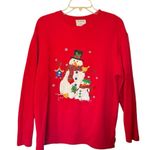 Westbound  Women’s Red Snowman Embroidered Winter Christmas Sweatshirt Photo 1