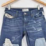 Free People Patchwork Skinny Jeans Size 24 Daisy Haynes Crochet Lace Festival Photo 10