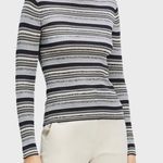 Theory  Striped Rib Knit Top in Washable Silk Photo 5
