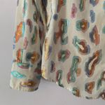 Vilagallo White Animal Print Metallic Colorful Button Down Shirt Women's size 36 Photo 4