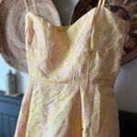 Pastel Yellow and Pink Jacquard Bustier Midi Dress With Pockets 🌿 XL Photo 5