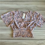 Nine Britton  Cidro Surplice Smocked Crop Blouse Pink Medium NWT STITCH FIX Photo 3