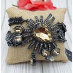 Ann Taylor NWT  Statement Bracelet Gun Metal Multi Strand Crystal Accents Toggle Photo 1