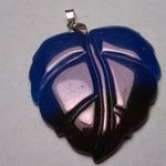 Large Quartz Leaf Pendant in Stainless Steel Blue Photo 3
