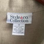 Style & Co Vintage 100% Linen Long Sleeve Button Down Lightweight Jacket Size 10 Tan Photo 1