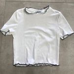 ZARA Ribbed Lettuce Trim Tshirt Photo 0