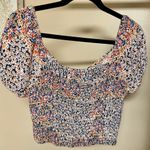 Japna  Blue and Pink Puff Sleeve Crop Blouse Photo 7