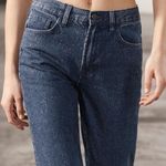 ZARA ZW COLLECTION RHINESTONE HIGH WAIST BOOTCUT STRAIGHT LEG JEANS SIZE 4 NEW Photo 2