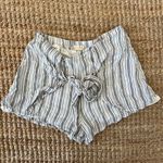Altar'd State High Waist White and Blue Striped Shorts wrap effect with Bow Photo 0