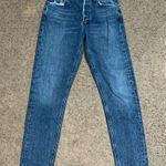 AGOLDE Jamie High Rise Slim Straight Distressed Raw Fray Hem Denim Jean 24 Photo 2