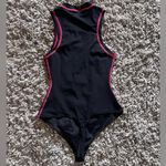 Alix NYC Women’s  black sleeveless mock neck bodysuit size small pink stitching Photo 1