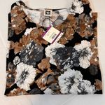 Anne Klein Floral Long Sleeve with gold buttons crew neck blouse Women’s 2X Photo 9