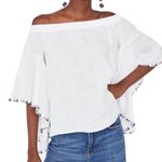 ZARA White Linen Fringe Off The Shoulder Top Photo 4