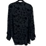 Jaclyn Smith  Classic Womens Black Silk Velvet Burnout Floral Button Top Size L Photo 1