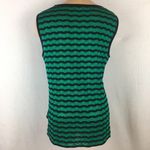 Misook  Green & Black Knit Striped Sleeveless Top L Photo 3