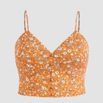Cider Crop Top 3XL Plus Curvy Ditsy Floral Cami Tank Orange Smocked V-Neck NEW Photo 0
