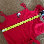 H&M Divided red cropped cold shoulder knot long sleeve shirt XS Photo 8