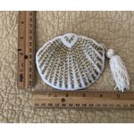 Amanda Smith Rare Vintage Clutch Evening Bag Coin Purse  Beaded White Gold Zipper Photo 3