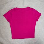 Bozzolo | Pink Ribbed Crewneck Cropped Tee | Large Photo 1