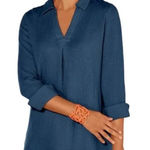 Soft Surroundings Blue Key Biscayne Muslin Cotton Popover Tunic Top Photo 0