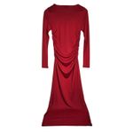 J.Crew  Long-sleeve dress in jersey crepe Berry Sangria XS NWT Ruched Midi Photo 1