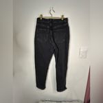 ZARA Distressed Black Raw Hem Jeans Size 10 High Rise Slim Straight Washed Denim Photo 5
