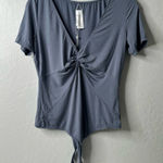 Cupshe ‎ Bodysuit Top Women’s Size Large Front Twist V- Neck Short Sleeve Casual Photo 0