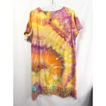 Las Olas  Large Dress Handmade Tie Dye Fringe Hem Short Sleeve‎ Shift Knee249 Photo 2