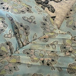 Laundry by Shelli Segal Y2k Baby Blue Silk Floral Ruched Crop Top - Size 0 Photo 5