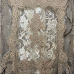 Umgee  Lace vest tan NWOT M/L rose appliqué ruffles lace Photo 3