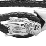 The Row Steeltime Dragon Double Braided Leather Bracelet Black Silver Unisex Photo 1
